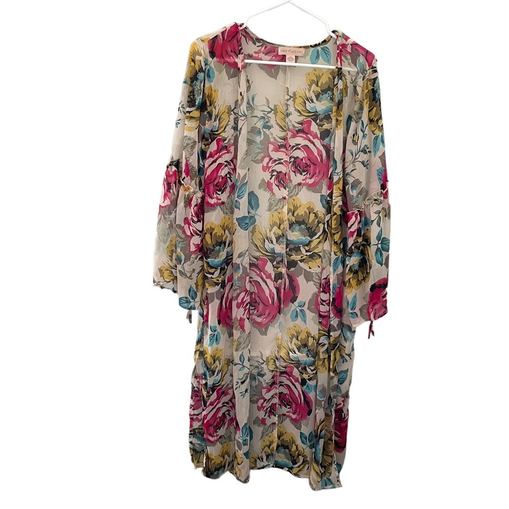 Band of Gypsies Sheer Lightweight Floral Duster Robe Boho Hippie XS